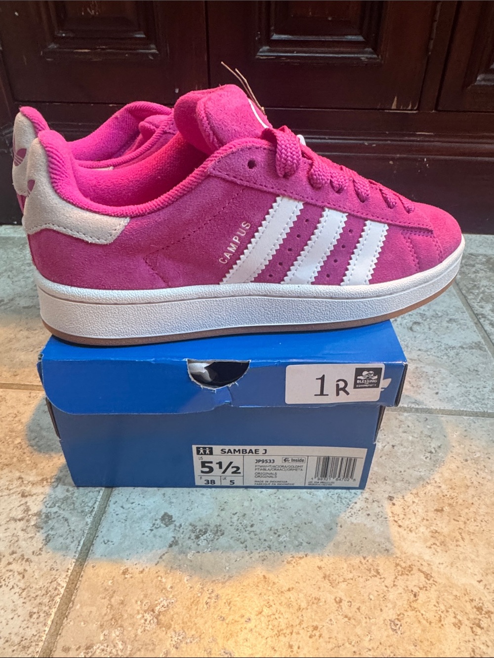 adidas Kids Pink Samba Suede Sneakers with White Stripes